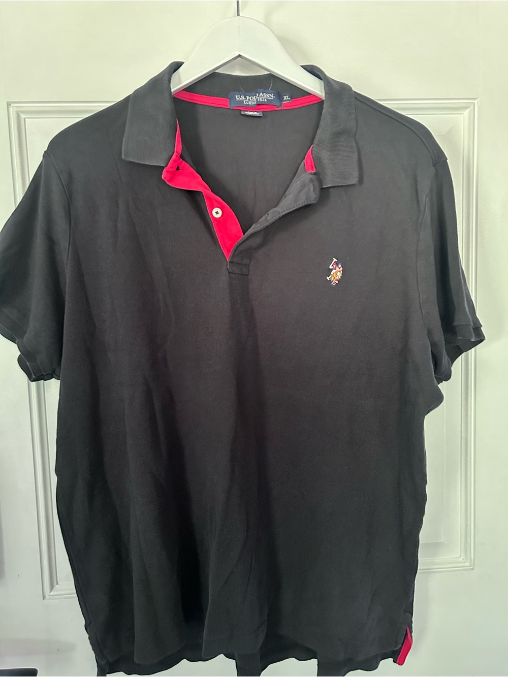 U.S. Polo Assn. Black Polo with Red Contrast Placket